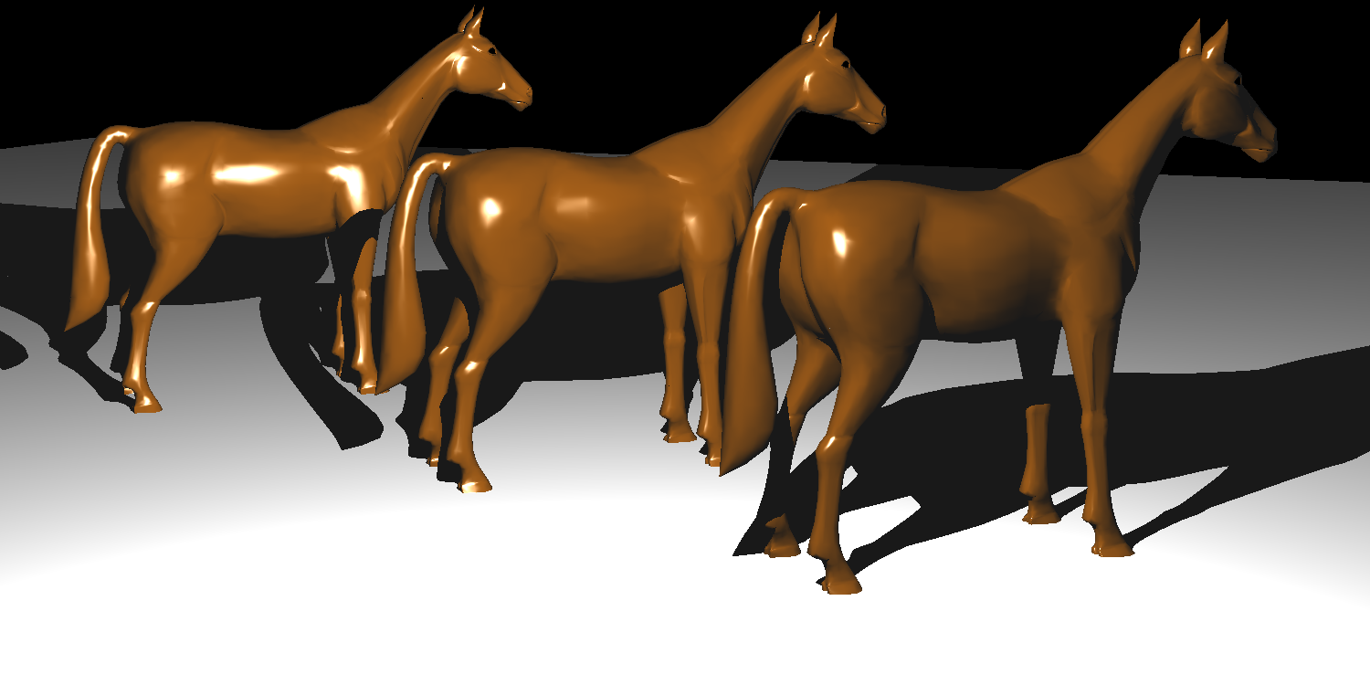 Rendered horse models by mesh instancing