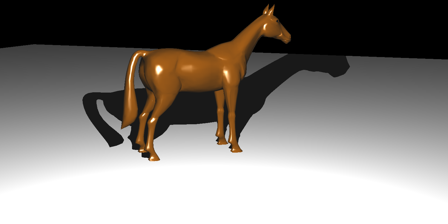 Rendered horse model with smooth shading