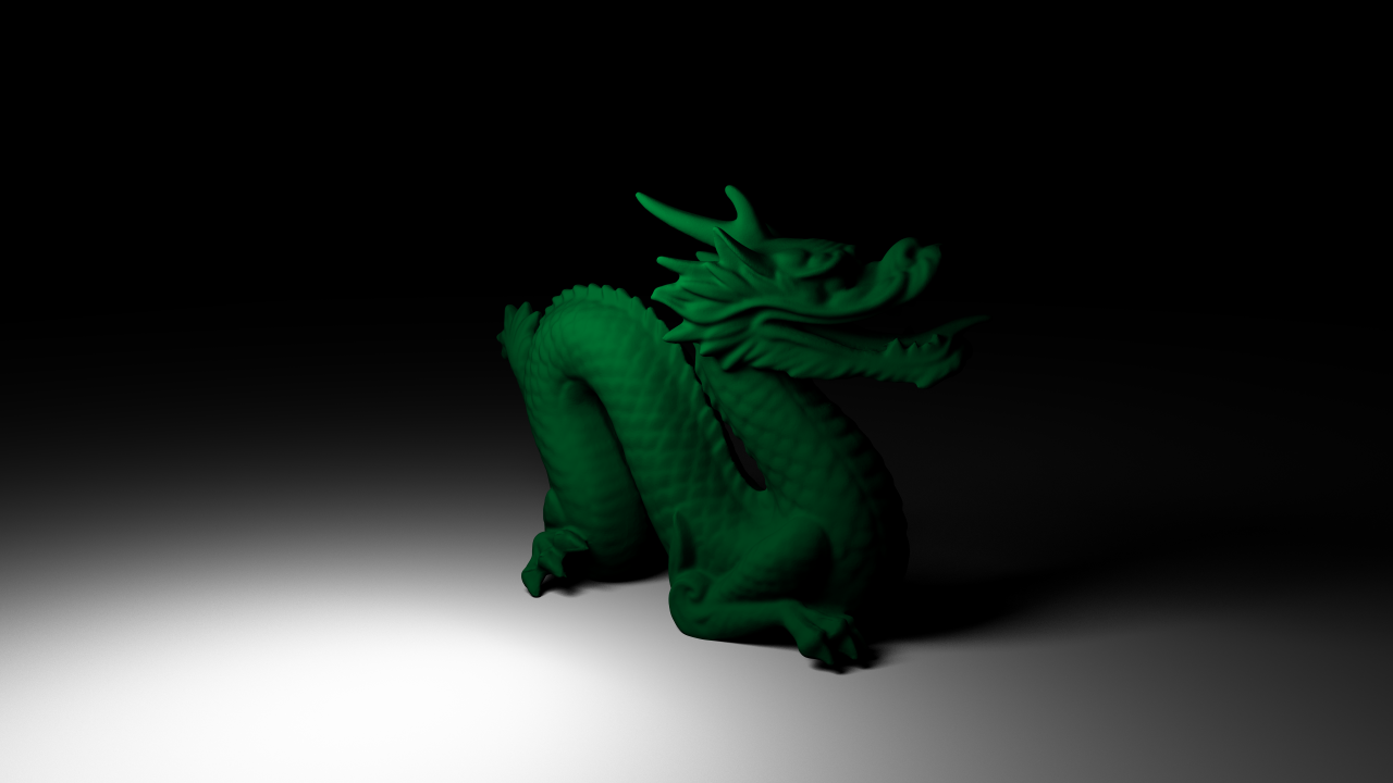 Rendering of dragon model, 1024 samples per pixel.